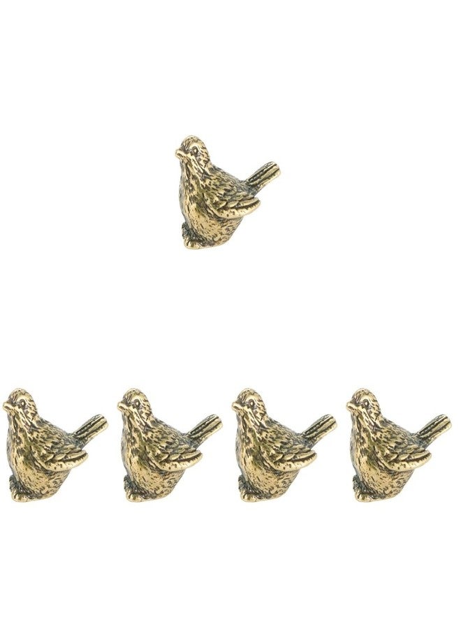 Hoement Mini Brass Sparrow Figurine - Antique Gold Bird Decor for Home Office Desktop Vintage Style Brass Bird Statue - Image 1
