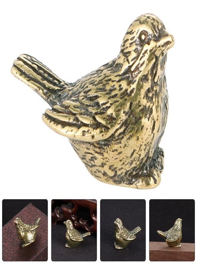 Hoement Mini Brass Sparrow Figurine - Antique Gold Bird Decor for Home Office Desktop Vintage Style Brass Bird Statue - Image 5