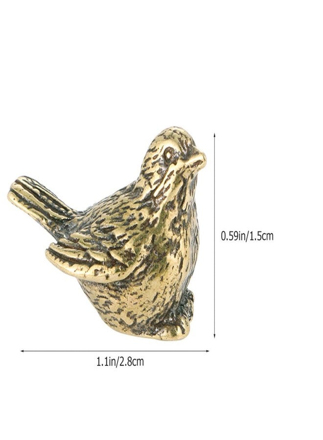 Hoement Mini Brass Sparrow Figurine - Antique Gold Bird Decor for Home Office Desktop Vintage Style Brass Bird Statue - Image 4
