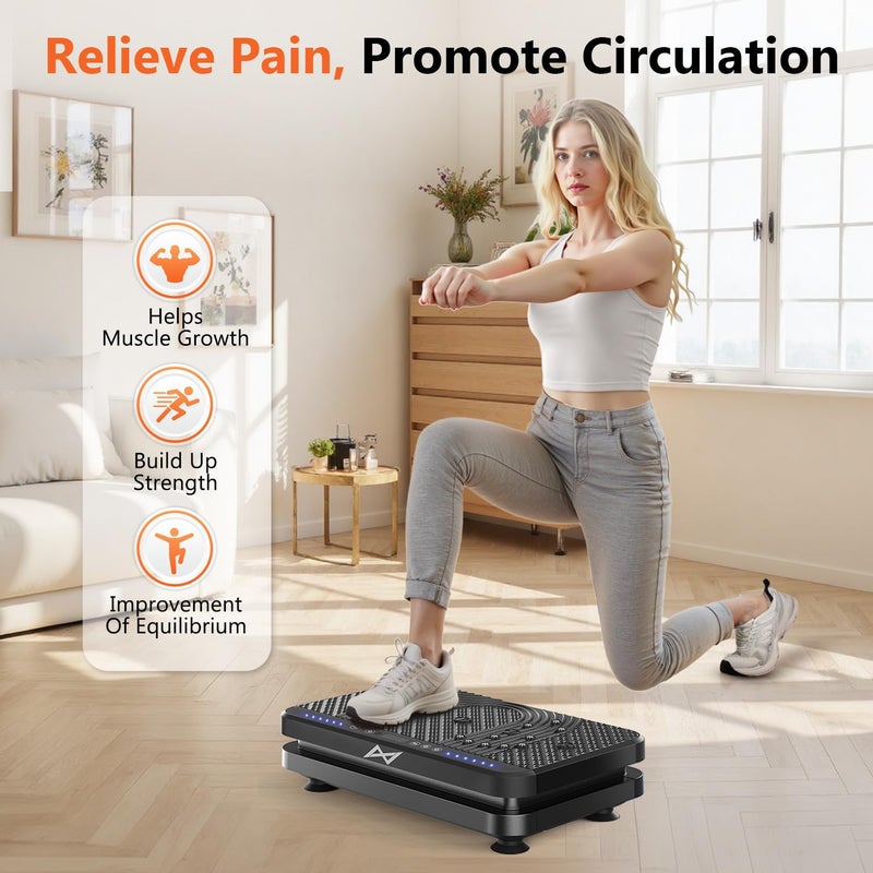 AXV Vibration Plate Fitness Platform Exercise Machine Vibrating Lymphatic Drainage Shaking Full Body Shaker Workout Vibrate Stand Shake Board Sport Gym for Weight Loss Fat Burner for Women Men - Image 3