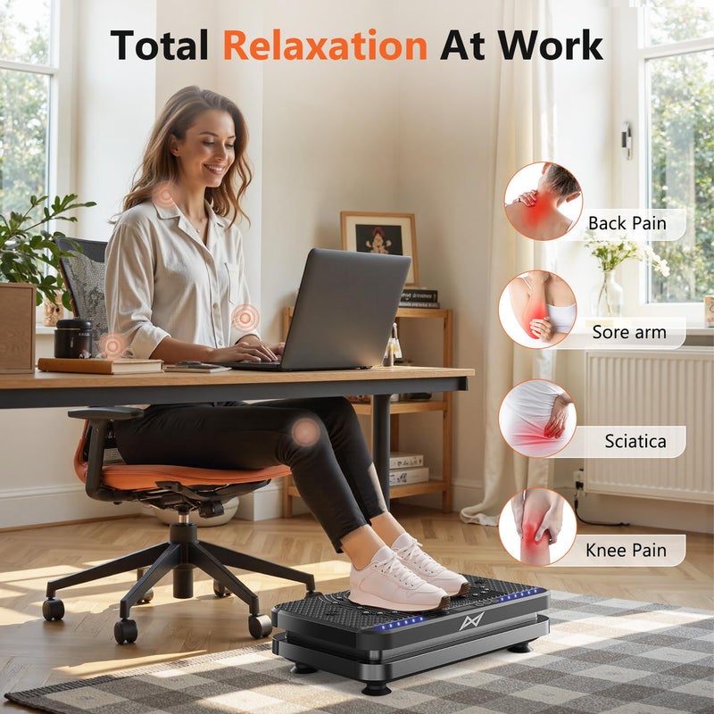 AXV Vibration Plate Fitness Platform Exercise Machine Vibrating Lymphatic Drainage Shaking Full Body Shaker Workout Vibrate Stand Shake Board Sport Gym for Weight Loss Fat Burner for Women Men - Image 4