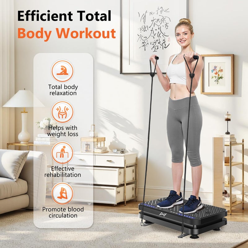 AXV Vibration Plate Fitness Platform Exercise Machine Vibrating Lymphatic Drainage Shaking Full Body Shaker Workout Vibrate Stand Shake Board Sport Gym for Weight Loss Fat Burner for Women Men - Image 5