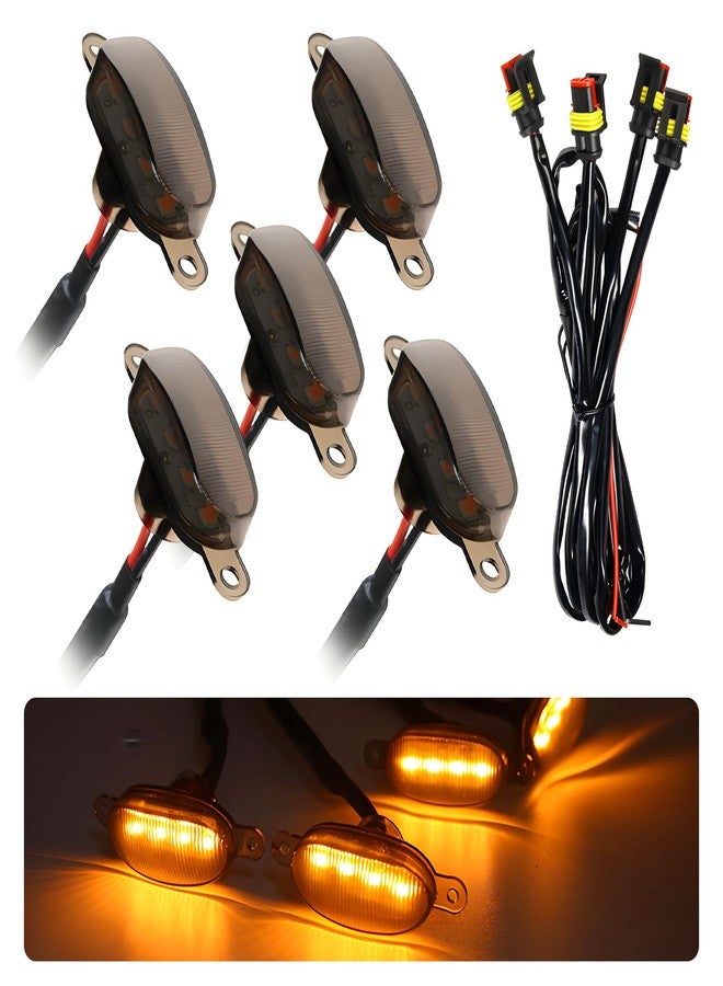MTRPS 5PCS Car Front Grille Light, Bright Amber Lens LED Grill Trim Lamp with Wiring Harness, Waterproof Front Grill Light Compatible with F350 F250 F150 Raptor Ram-1500 (Black & Yellow) - Image 1