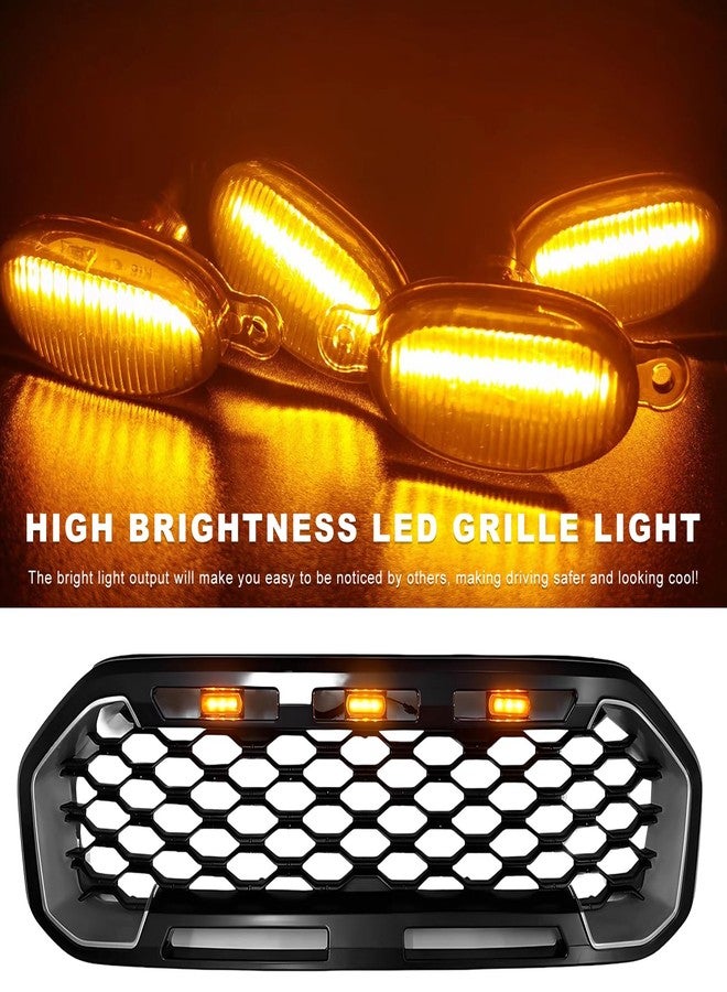 MTRPS 5PCS Car Front Grille Light, Bright Amber Lens LED Grill Trim Lamp with Wiring Harness, Waterproof Front Grill Light Compatible with F350 F250 F150 Raptor Ram-1500 (Black & Yellow) - Image 4