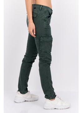 Robe Di Kappa Women Perfect Fit High Rise Straight Leg Stretchable Cargo Pants, Green  - Image 2
