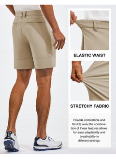 Puli Men'S Golf Shorts Quick Dry 7 Inch Inseam Travel Flat Front Lightweight Work Casual Waterproof Dress With Pockets Black 36  - Image 2