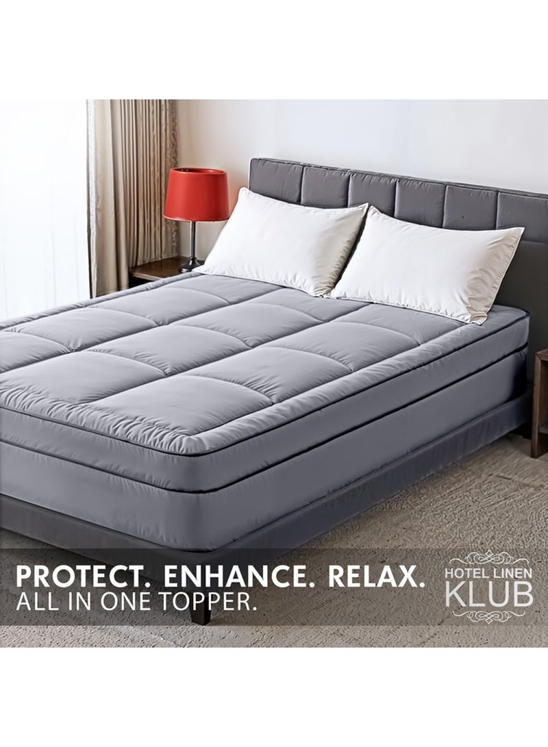 Hotel Linen Klub Mattress Topper – Extra-Thick 9Cm/800 Gsm Microfiber Pillow Top, Fitted Style, 120 X 200Cm, Grey – Plush Cushioning For Back Pain Relief, Deep Pocket 25–30Cm With All-Around Elastic, Soft & Durable - Image 2