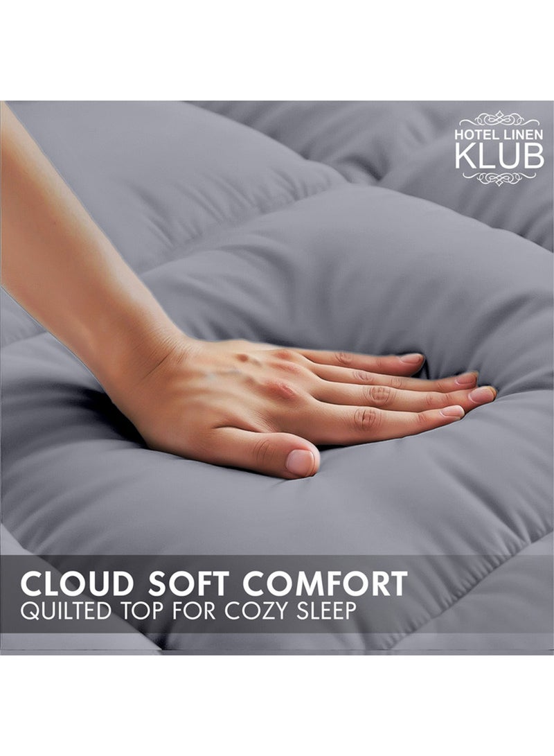 Hotel Linen Klub Mattress Topper – Extra-Thick 9Cm/800 Gsm Microfiber Pillow Top, Fitted Style, 120 X 200Cm, Grey – Plush Cushioning For Back Pain Relief, Deep Pocket 25–30Cm With All-Around Elastic, Soft & Durable - Image 4