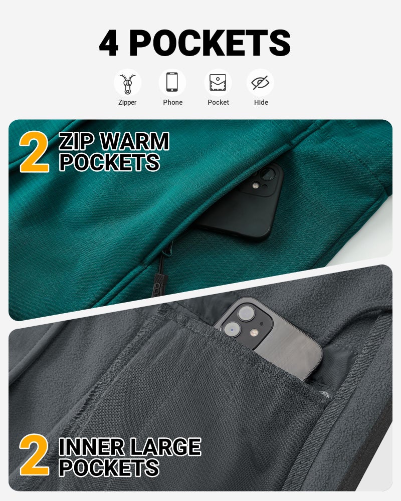 Outdoor Ventures Women's Lightweight Waterproof Fleece Lined Hooded Softshell Rain Jacket, Warm Windbreaker Long Coat - Image 5
