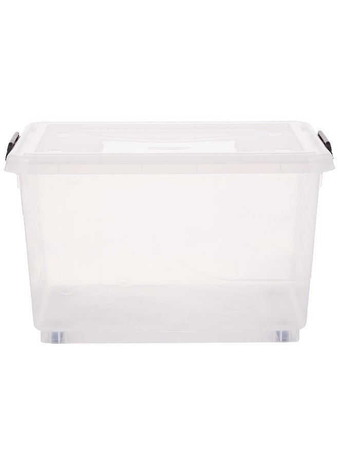 Cosmoplast 55L Clear Plastic Storage Set of 6 Box with Wheels & Lockable Lid  - Image 3