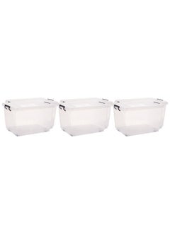 55L Clear Plastic Storage Set of 6 Box with Wheels & Lockable Lid
