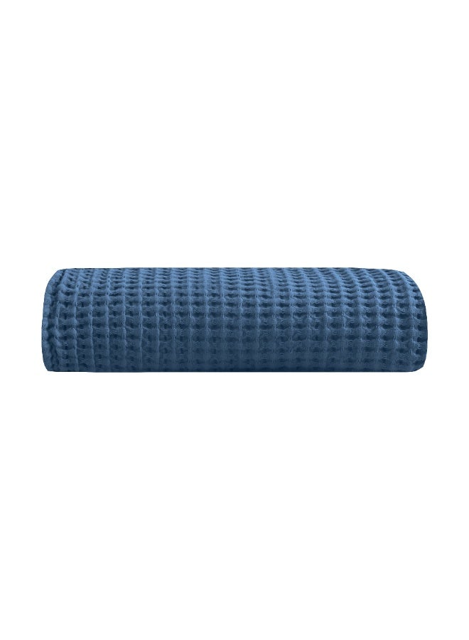 Relax Egyptian cotton Waffle throw blanket,ultra-soft & lightweight with an elegant woven design ,king size 255x225 cm ,Light BlueColor - Image 5