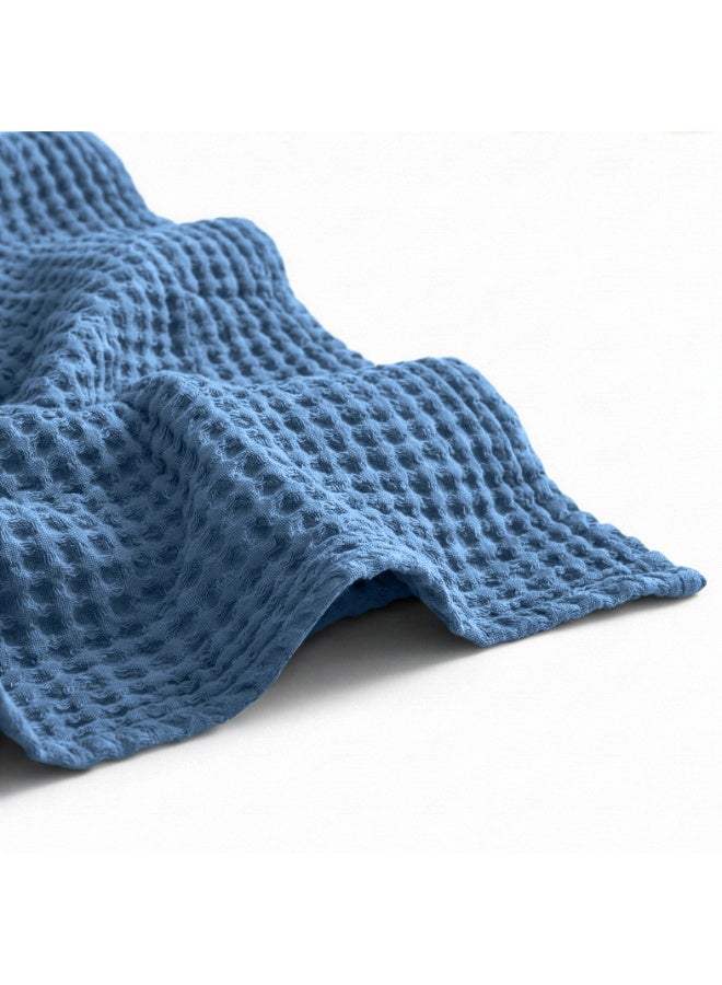 Relax Egyptian cotton Waffle throw blanket,ultra-soft & lightweight with an elegant woven design ,king size 255x225 cm ,Light BlueColor - Image 4