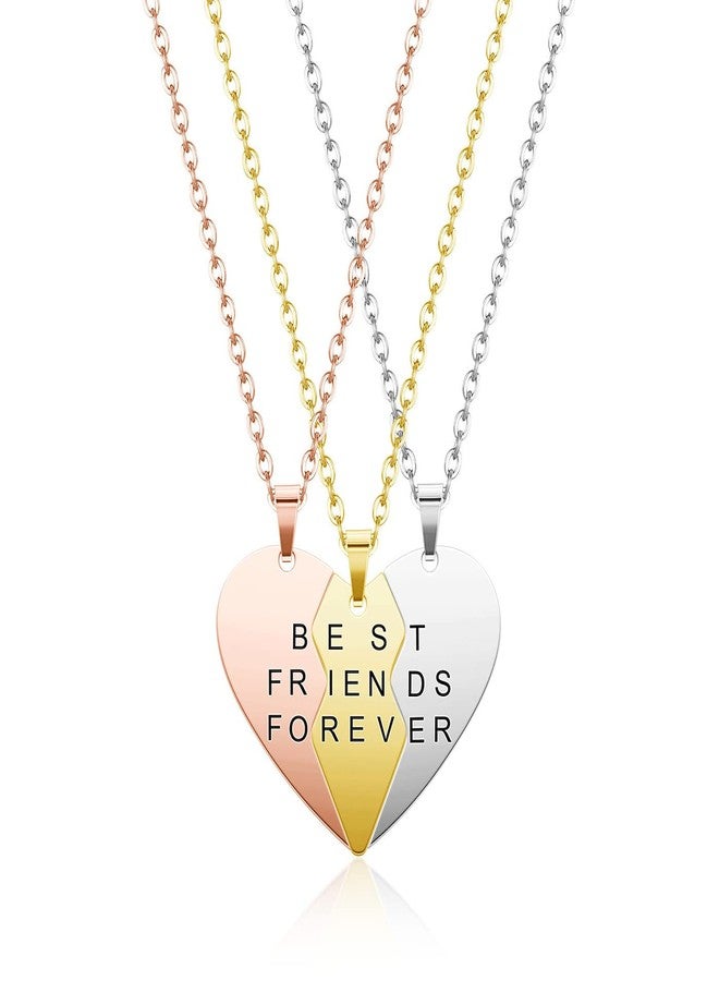 Zysta 3PCS Best Friends Forever Necklaces for 3 Stainless Steel BFF Matching Heart Puzzle Pendant Necklaces Friendship Jewelry for Sisters Birthday Gift - Image 2