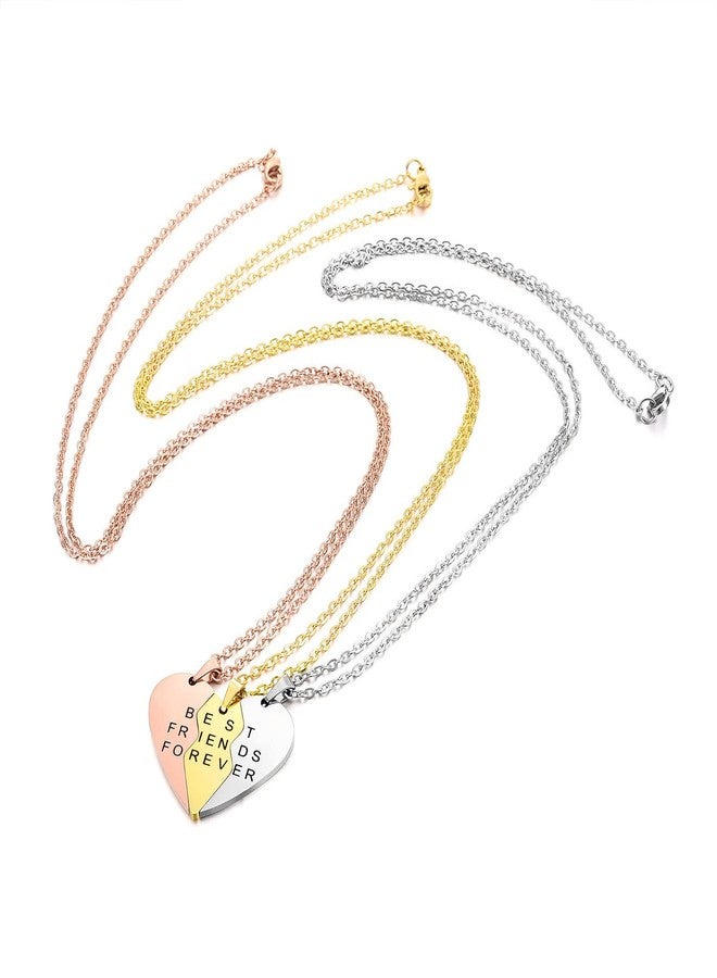 Zysta 3PCS Best Friends Forever Necklaces for 3 Stainless Steel BFF Matching Heart Puzzle Pendant Necklaces Friendship Jewelry for Sisters Birthday Gift - Image 3