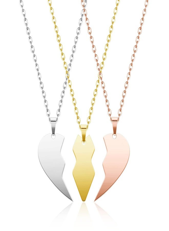 Zysta 3PCS Best Friends Forever Necklaces for 3 Stainless Steel BFF Matching Heart Puzzle Pendant Necklaces Friendship Jewelry for Sisters Birthday Gift - Image 5