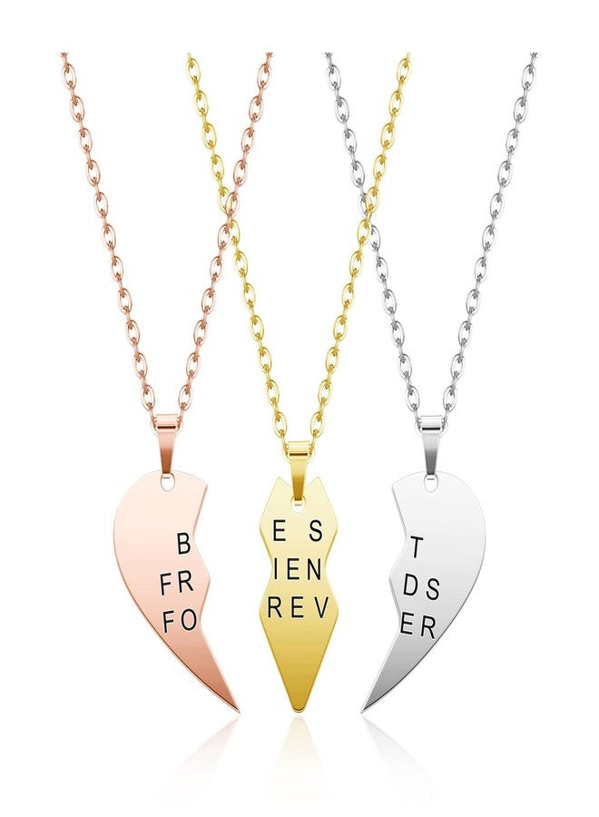 Zysta 3PCS Best Friends Forever Necklaces for 3 Stainless Steel BFF Matching Heart Puzzle Pendant Necklaces Friendship Jewelry for Sisters Birthday Gift - Image 1