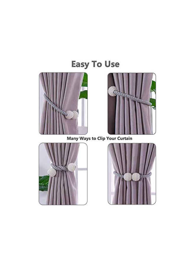 The Bros Magnetic Curtain Tiebacks, Decorative Curtain Holdbacks (6Pack,Grey)  - Image 3