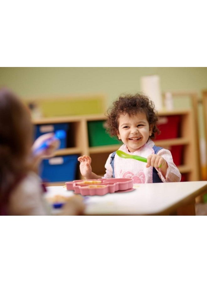 Qshare - Suction Plates for Baby,Silicone Plates,Toddler Suction Divided,Baby Feeding Plates,Toddler Plate Microwave & Dishwasher Safe (Pink) - Image 1