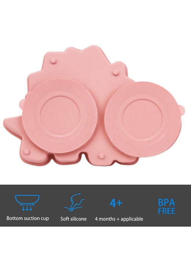 Qshare - Suction Plates for Baby,Silicone Plates,Toddler Suction Divided,Baby Feeding Plates,Toddler Plate Microwave & Dishwasher Safe (Pink) - Image 1