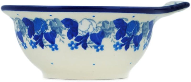 Polmedia Polish Pottery Authentic Polish Pottery Bowl 5inch in Blue Spring Blue Design Handmade in Bolesawiec Poland by Ceramika Artystyczna  Certificate of Authenticity - Image 3