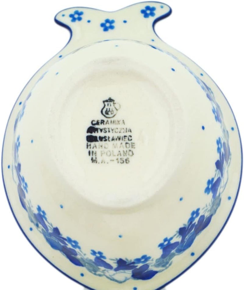 Polmedia Polish Pottery Authentic Polish Pottery Bowl 5inch in Blue Spring Blue Design Handmade in Bolesawiec Poland by Ceramika Artystyczna  Certificate of Authenticity - Image 4