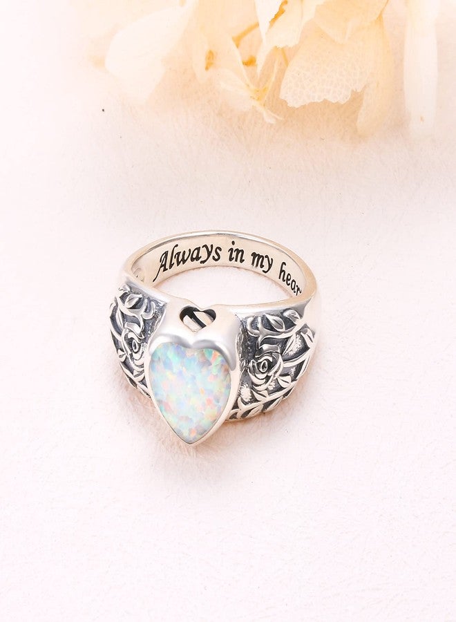 Yearace Heart Opal Urn Ring for Ashes 925 Sterling Silver Cremation Jewelry Ashes Keepsake Rings for Women Memorial Jewelry Bereavement Size 7 - Image 3