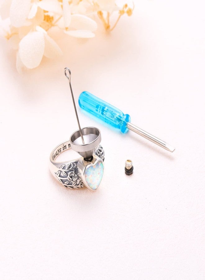 Yearace Heart Opal Urn Ring for Ashes 925 Sterling Silver Cremation Jewelry Ashes Keepsake Rings for Women Memorial Jewelry Bereavement Size 7 - Image 4