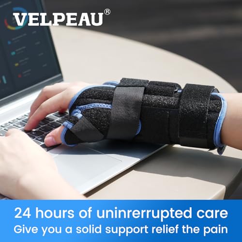 Velpeau دعامة معصم نفق الرسغ من فيلبو مع مثبت إبهام لدعم ليلي، تثبيت كامل لمفصل معصم الإبهام، تخفيف الألم لالتهاب الأوتار، التهاب الأوتار دي كيرفان، التهاب المفاصل (م، اليد اليمنى، الحجم م) - Image 5