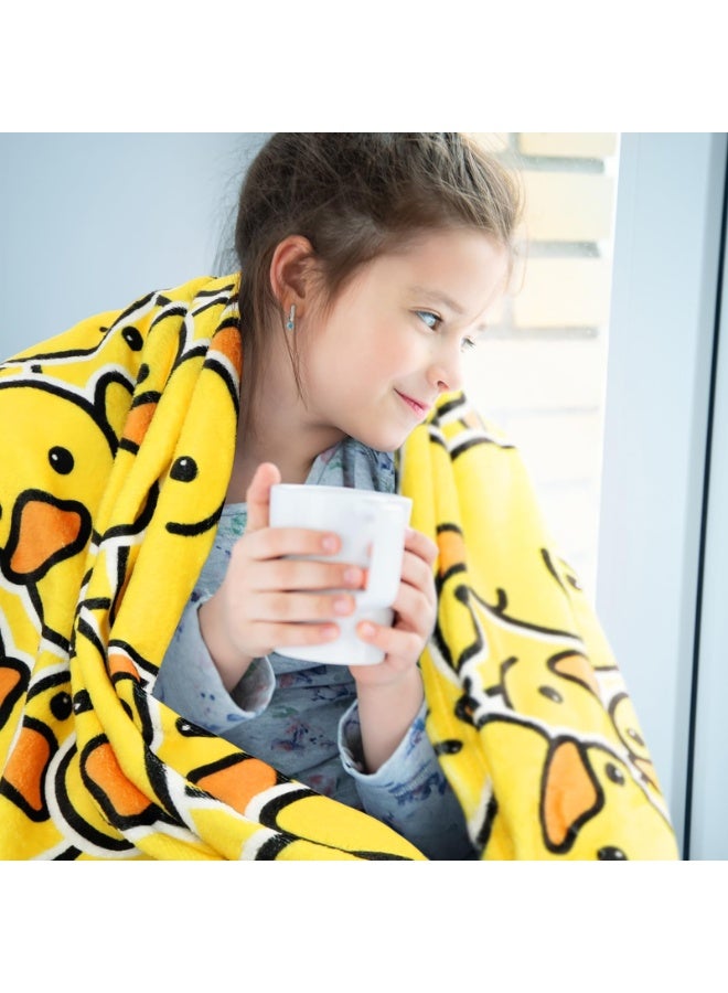 Bluejw SmoothNovelty Cute Rubber Duck Throw Blanket Cartoon Ducky Gift Decorative Soft Fleece Ducky All Season Blankets Cozy Flannel Carpet for Bed Chair Car Sofa Couch Bedroom(Yellow,50" X 40") - Image 4