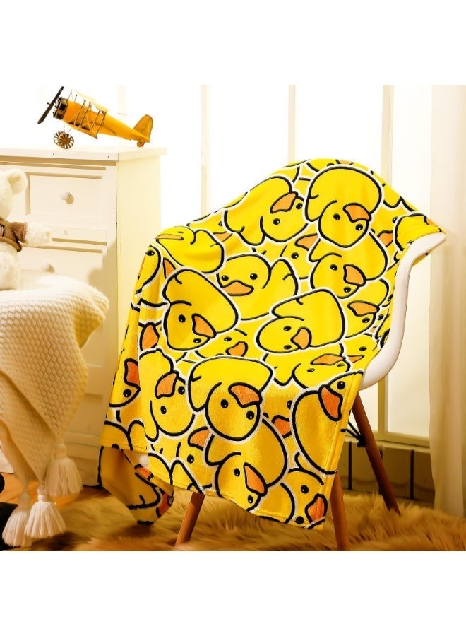 Bluejw SmoothNovelty Cute Rubber Duck Throw Blanket Cartoon Ducky Gift Decorative Soft Fleece Ducky All Season Blankets Cozy Flannel Carpet for Bed Chair Car Sofa Couch Bedroom(Yellow,50" X 40") - Image 3