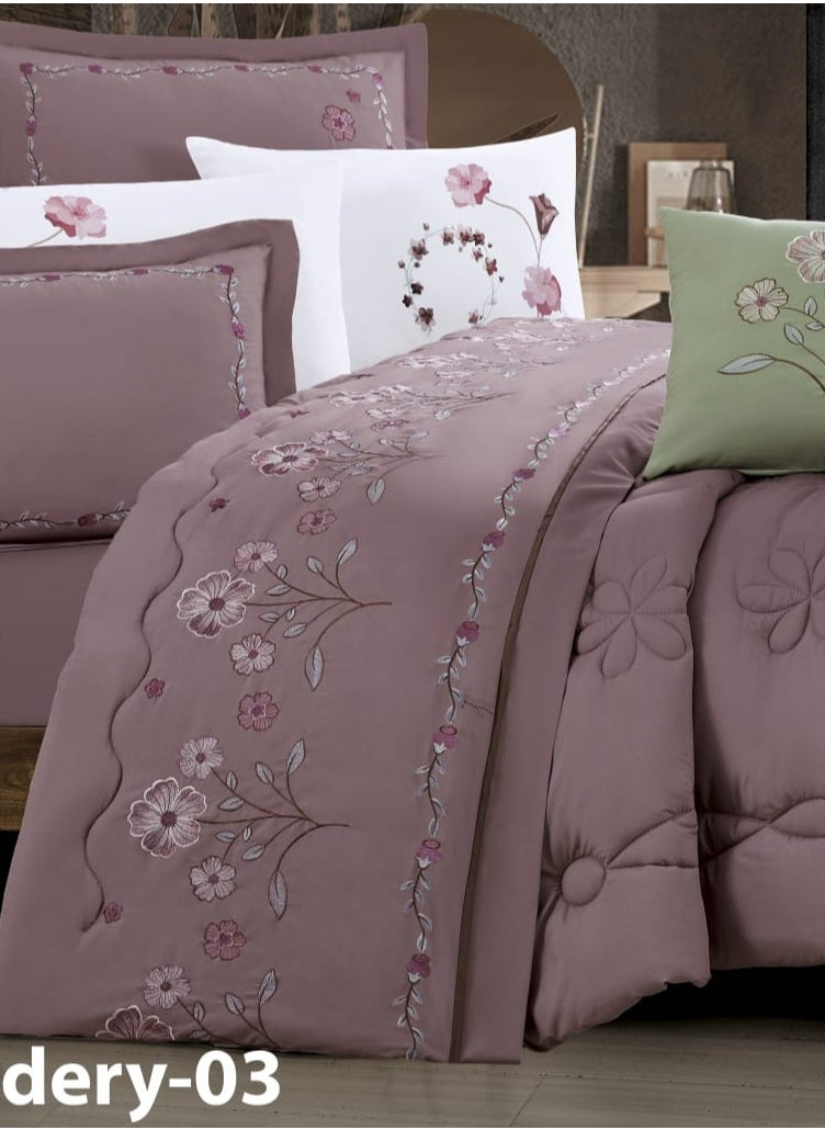 Moon - Summer bedspread, one person and a half, 5 pieces, a modern and distinctive design embroidered with flowers, suitable for a bed size of 120 x 200, a quilt size of 170 x 220 cm - Image 1