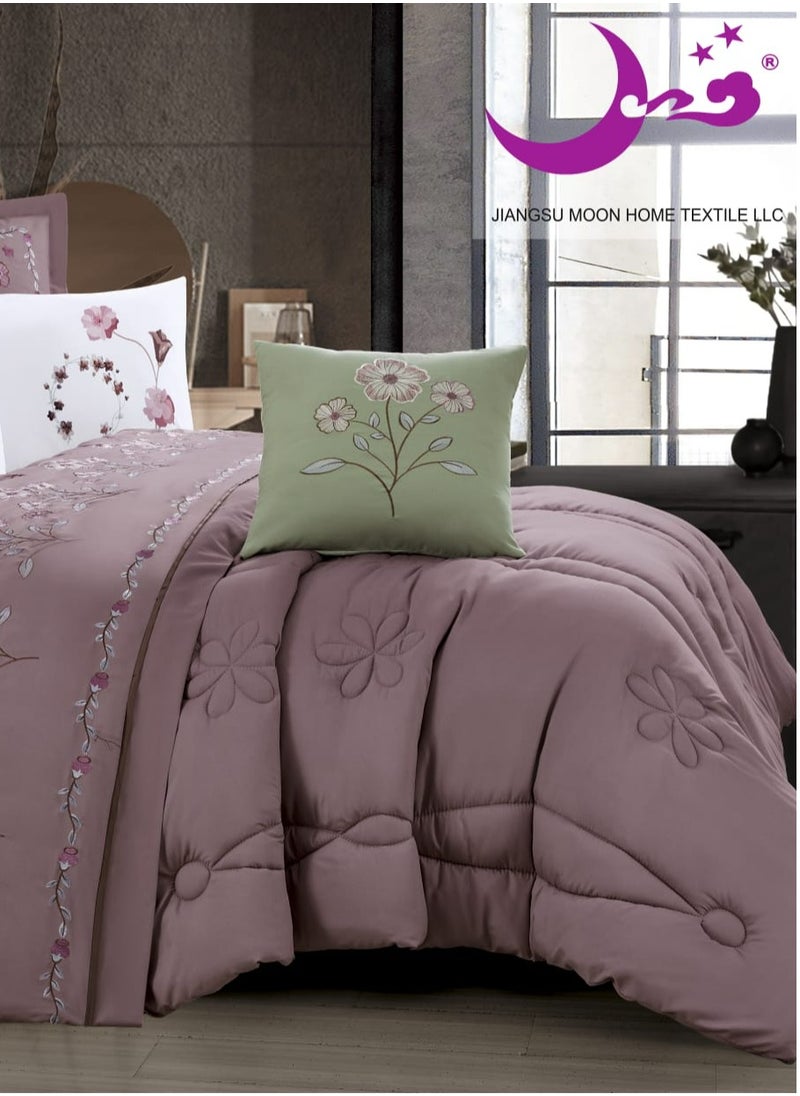 Moon - Summer bedspread, one person and a half, 5 pieces, a modern and distinctive design embroidered with flowers, suitable for a bed size of 120 x 200, a quilt size of 170 x 220 cm - Image 1