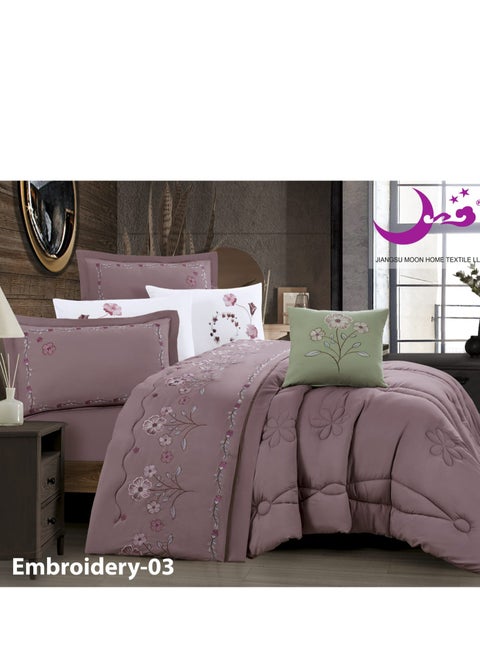 Summer bedspread, one person and a half, 5 pieces, a modern and distinctive design embroidered with flowers, suitable for a bed size of 120 x 200, a quilt size of 170 x 220 cm