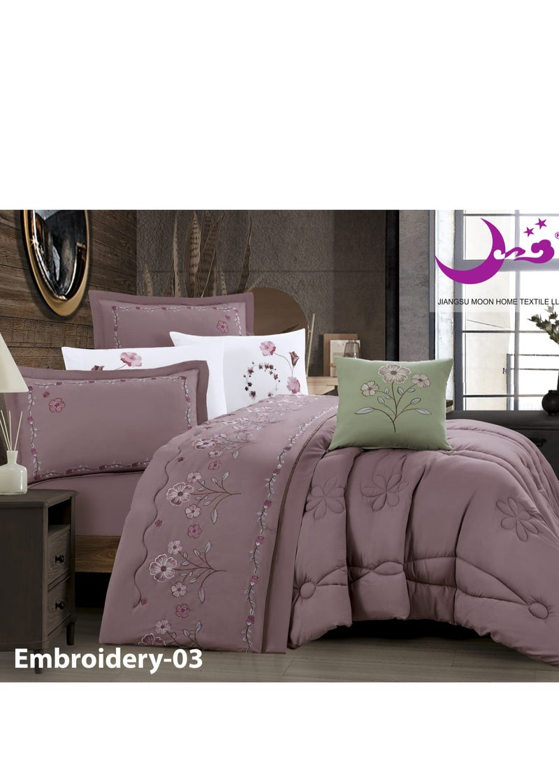 Moon - Summer bedspread, one person and a half, 5 pieces, a modern and distinctive design embroidered with flowers, suitable for a bed size of 120 x 200, a quilt size of 170 x 220 cm - Image 1