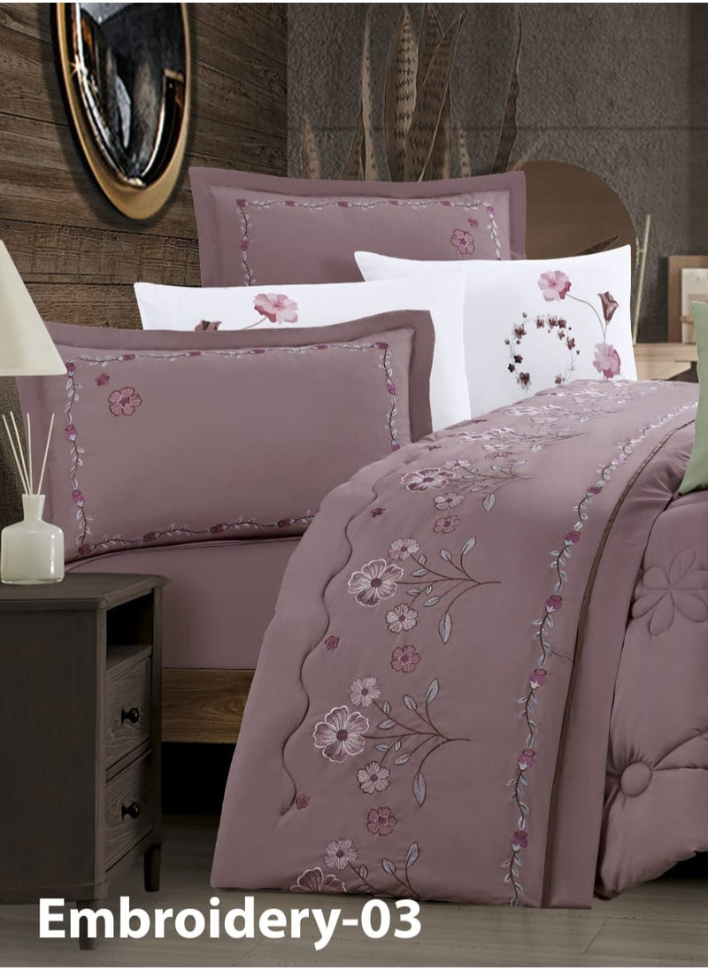 Moon - Summer bedspread, one person and a half, 5 pieces, a modern and distinctive design embroidered with flowers, suitable for a bed size of 120 x 200, a quilt size of 170 x 220 cm - Image 1