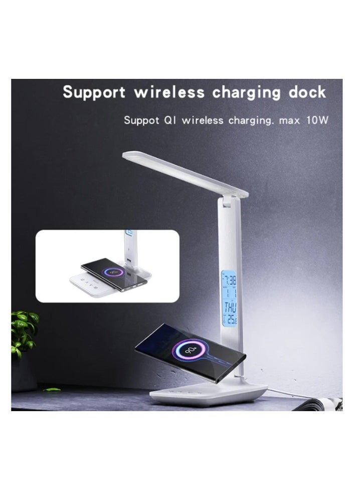 Yesido - Yesido DS20 Multifunctional LED Desk Lamp Supports 10W Wireless Charging EU Plug - White - Image 1