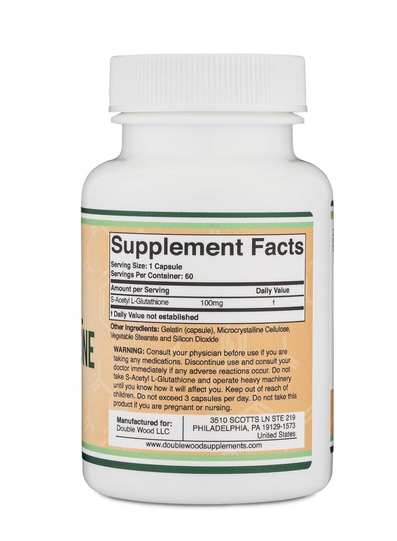 مكمل إس-أسيتيل الجلوتاثيون، أسيتيل الجلوتاثيون المضاد للأكسدة 100 ملجم، 60 كبسولة - Image 3