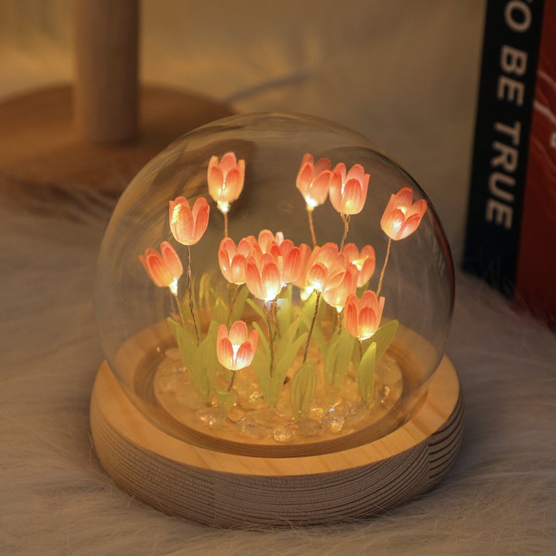 Tulip Night Light Handmade Diy Material Kit Creative Desktop Atmosphere Lamp Ornament Birthday Gift For Girls And Best Friends - Image 1