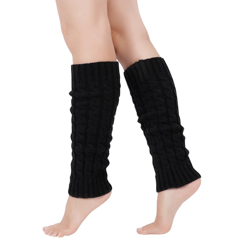 Junely Leg Warmers 80s Goth Leg Warmer Knit Legwarmers Halloween Emo Kawaii Lolita Gyaru Gothic Accessories for Ballet Figure Skating Ice Skating Dance Black - Image 1