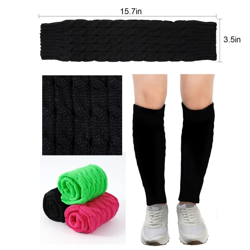Junely Leg Warmers 80s Goth Leg Warmer Knit Legwarmers Halloween Emo Kawaii Lolita Gyaru Gothic Accessories for Ballet Figure Skating Ice Skating Dance Black - Image 5