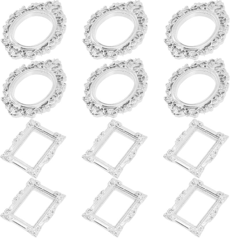 FUOYLOO Small Resin Photo Holder Oval and Rectangular Vintage Miniature Picture Frames for DIY Crafts Home Decor - Image 1