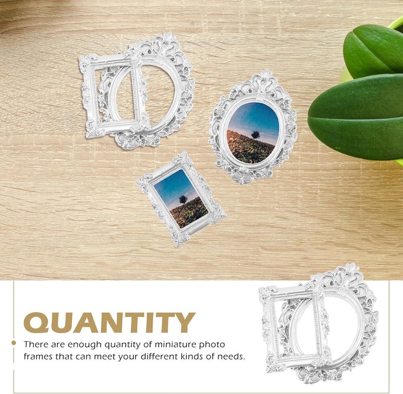 FUOYLOO Small Resin Photo Holder Oval and Rectangular Vintage Miniature Picture Frames for DIY Crafts Home Decor - Image 2