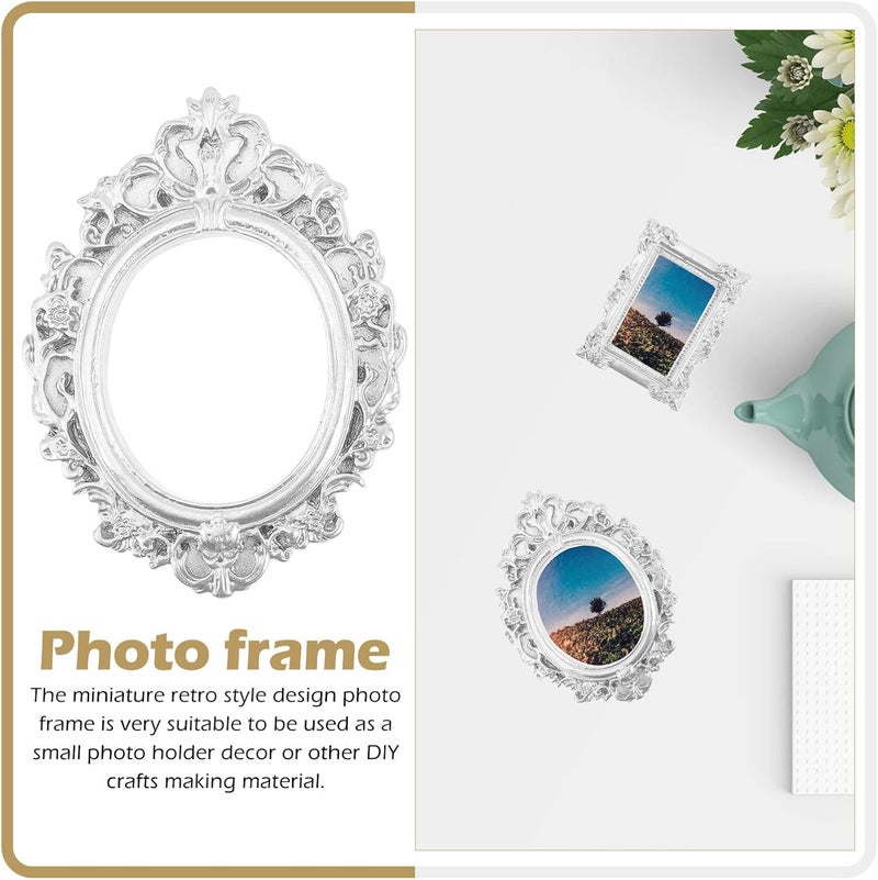 FUOYLOO Small Resin Photo Holder Oval and Rectangular Vintage Miniature Picture Frames for DIY Crafts Home Decor - Image 3