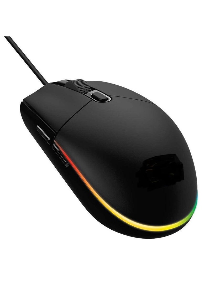 Gaming RGB Mouse Colorful Lightning With 6 Button And Nylon Braided Wire Elegant Appearance Efficient Gaming Mouse 8000 Dpi For Laptop & For Computer - Black