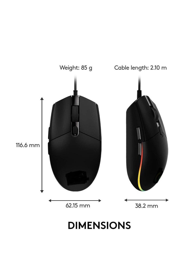 Gaming RGB Mouse Colorful Lightning With 6 Button And Nylon Braided Wire Elegant Appearance Efficient Gaming Mouse 8000 Dpi For Laptop & For Computer - Black