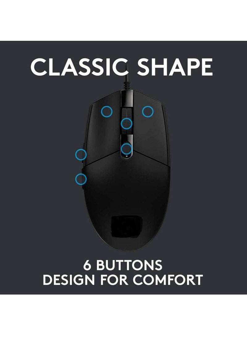 Gaming RGB Mouse Colorful Lightning With 6 Button And Nylon Braided Wire Elegant Appearance Efficient Gaming Mouse 8000 Dpi For Laptop & For Computer - Black