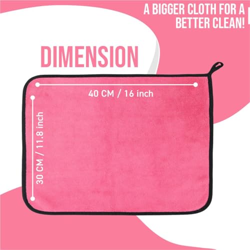 BTfash Microfiber Cleaning Cloth, 30x40 cms 600 GSM | Highly Absorbent,Lint and Streak Free, Multi-Purpose Wash Cloth for Kitchen,Car,Window,Stainless Steel,Silverwear (Pink_30x40cms) Pack of 1 - Image 3