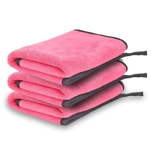 BTfash Microfiber Cleaning Cloth, 30x40 cms 600 GSM | Highly Absorbent,Lint and Streak Free, Multi-Purpose Wash Cloth for Kitchen,Car,Window,Stainless Steel,Silverwear (Pink_30x40cms) Pack of 1 - Image 1