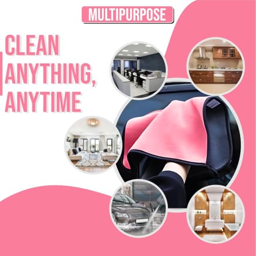 BTfash Microfiber Cleaning Cloth, 30x40 cms 600 GSM | Highly Absorbent,Lint and Streak Free, Multi-Purpose Wash Cloth for Kitchen,Car,Window,Stainless Steel,Silverwear (Pink_30x40cms) Pack of 1 - Image 5